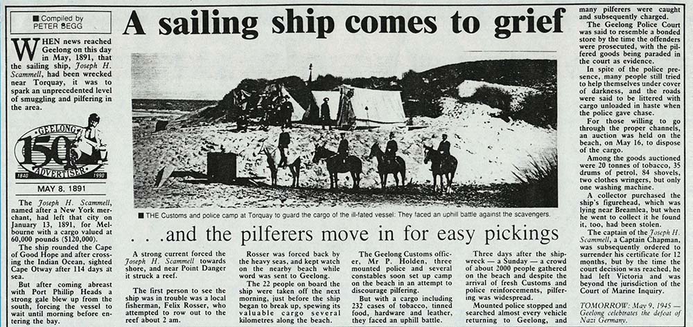 The Scammel, newspaper clipping of the sinking May 1891